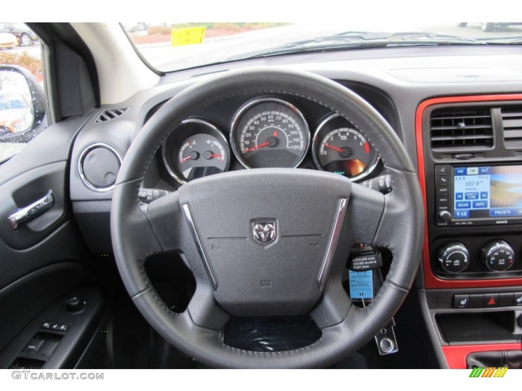 2010 Dodge Caliber Rush Dark Slate Gray/Red Steering Wheel Photo #58736880