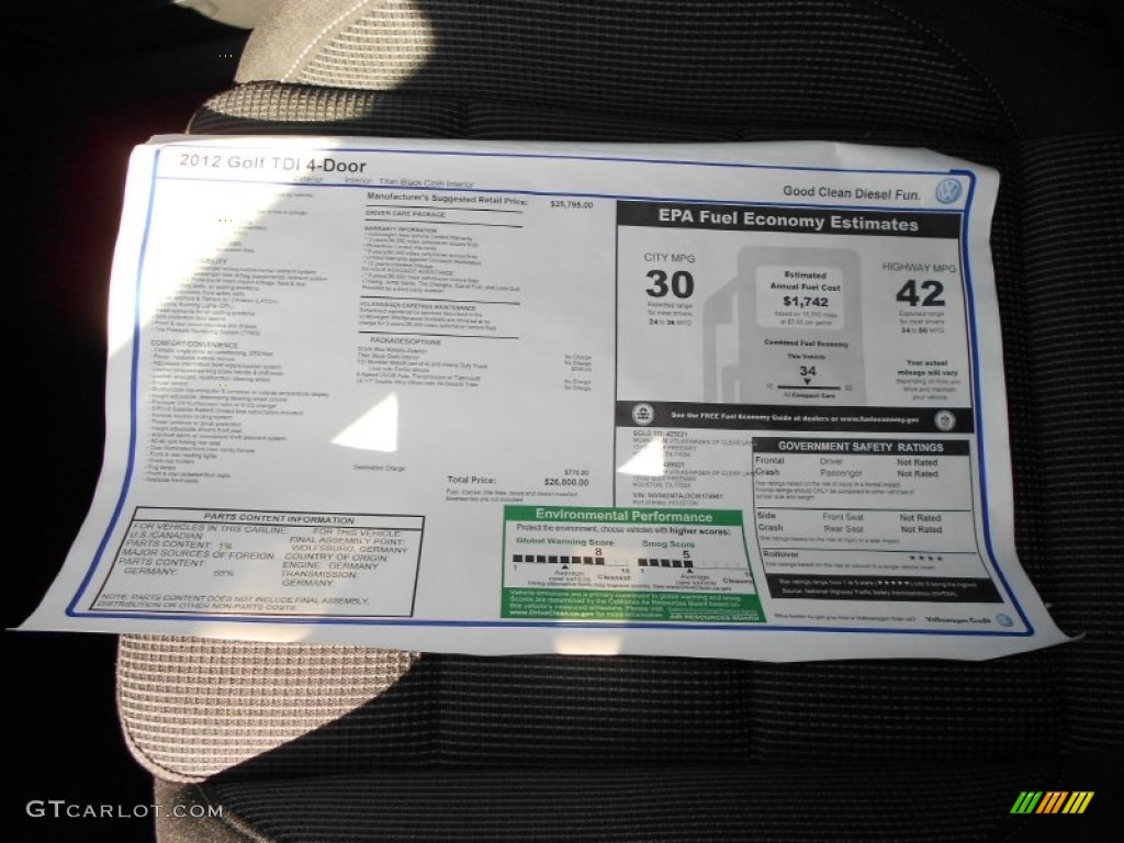 2012 Golf 4 Door TDI - Shark Blue Metallic / Titan Black photo #22