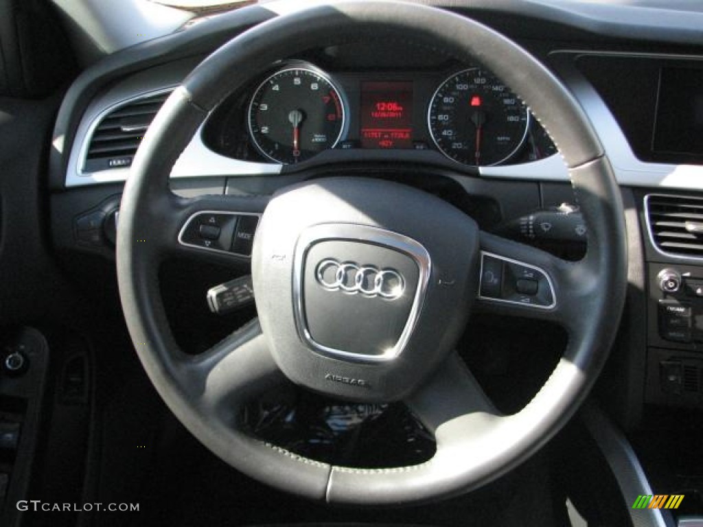 2011 Audi A4 2.0T quattro Sedan Black Steering Wheel Photo #58739622