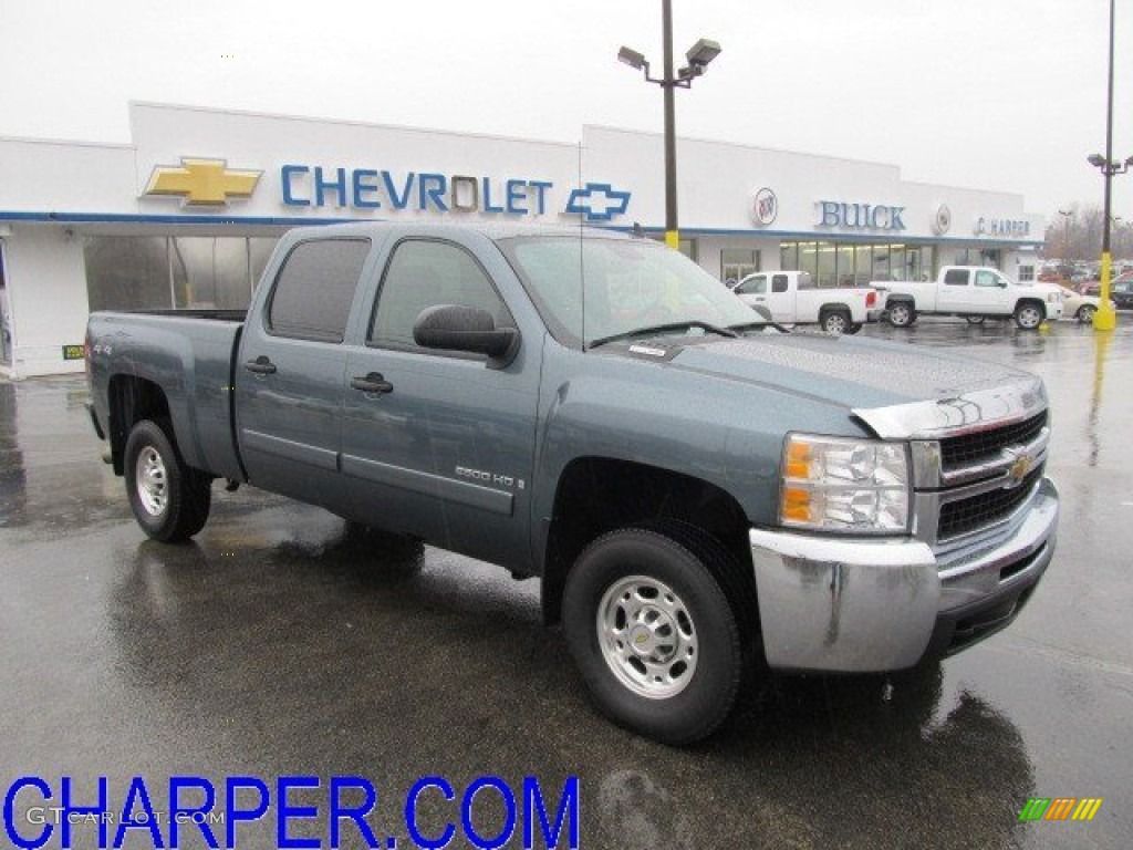 2008 Silverado 2500HD LT Crew Cab 4x4 - Blue Granite Metallic / Ebony Black photo #1