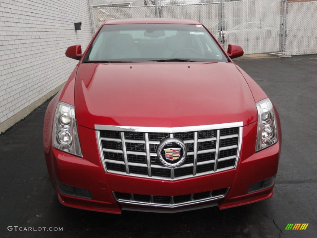 2012 CTS 4 3.0 AWD Sedan - Crystal Red Tintcoat / Light Titanium/Ebony photo #2