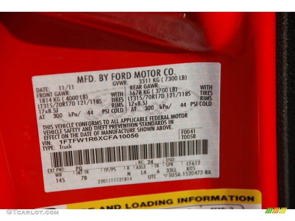 2012 F150 Color Code PQ for Race Red Photo #58749930