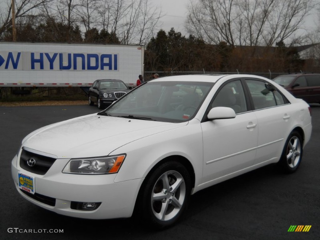 2008 Sonata SE V6 - Powder White Pearl / Gray photo #1