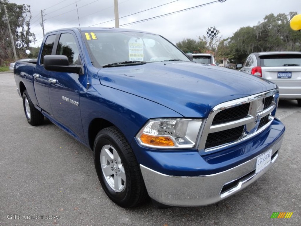 2011 Ram 1500 SLT Quad Cab - Deep Water Blue Pearl / Dark Slate Gray/Medium Graystone photo #10