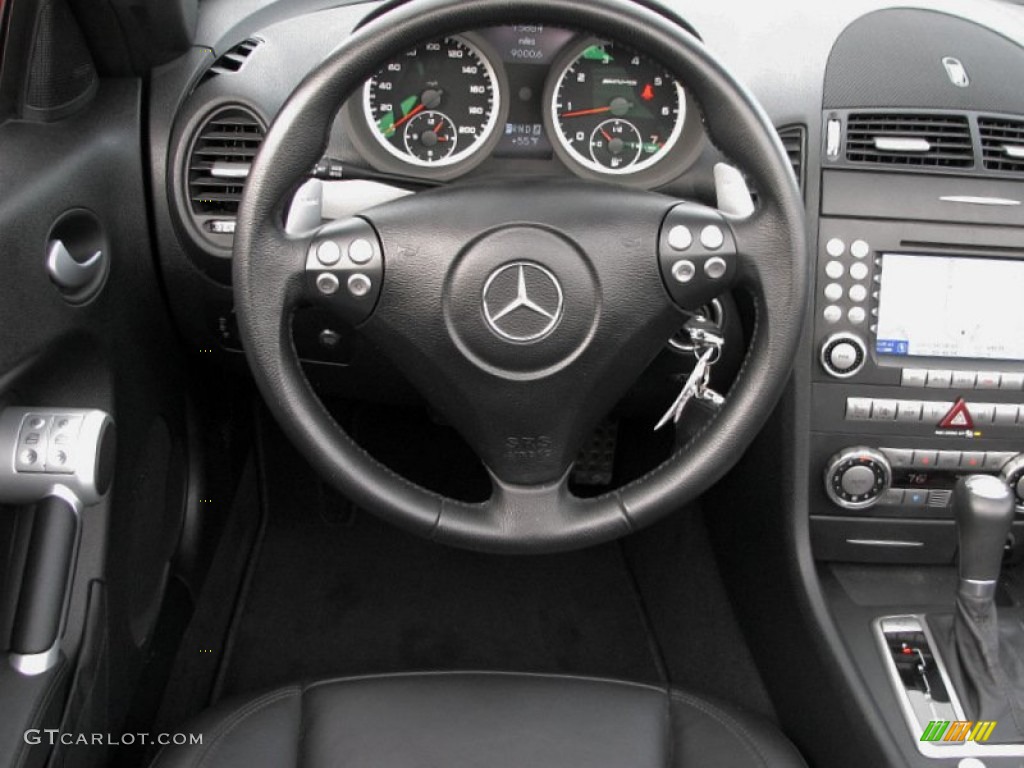 2007 Mercedes-Benz SLK 55 AMG Roadster Black Steering Wheel Photo #58758888