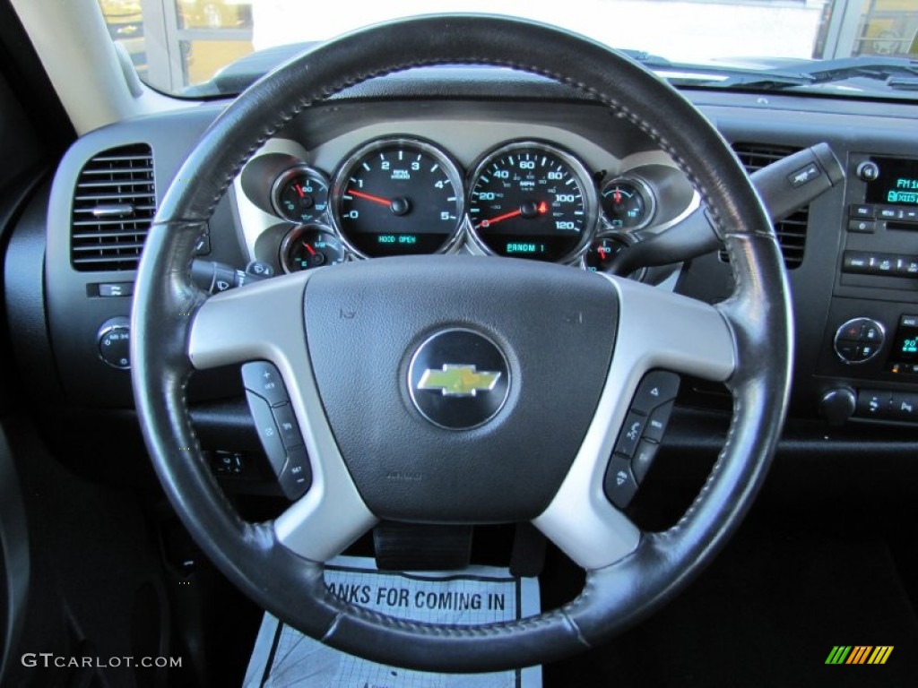 2011 Chevrolet Silverado 3500HD LT Crew Cab 4x4 Ebony Steering Wheel Photo #58767639
