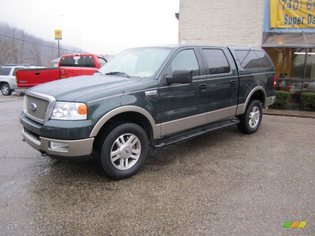 2005 F150 Lariat SuperCrew 4x4 - Aspen Green Metallic / Tan photo #5