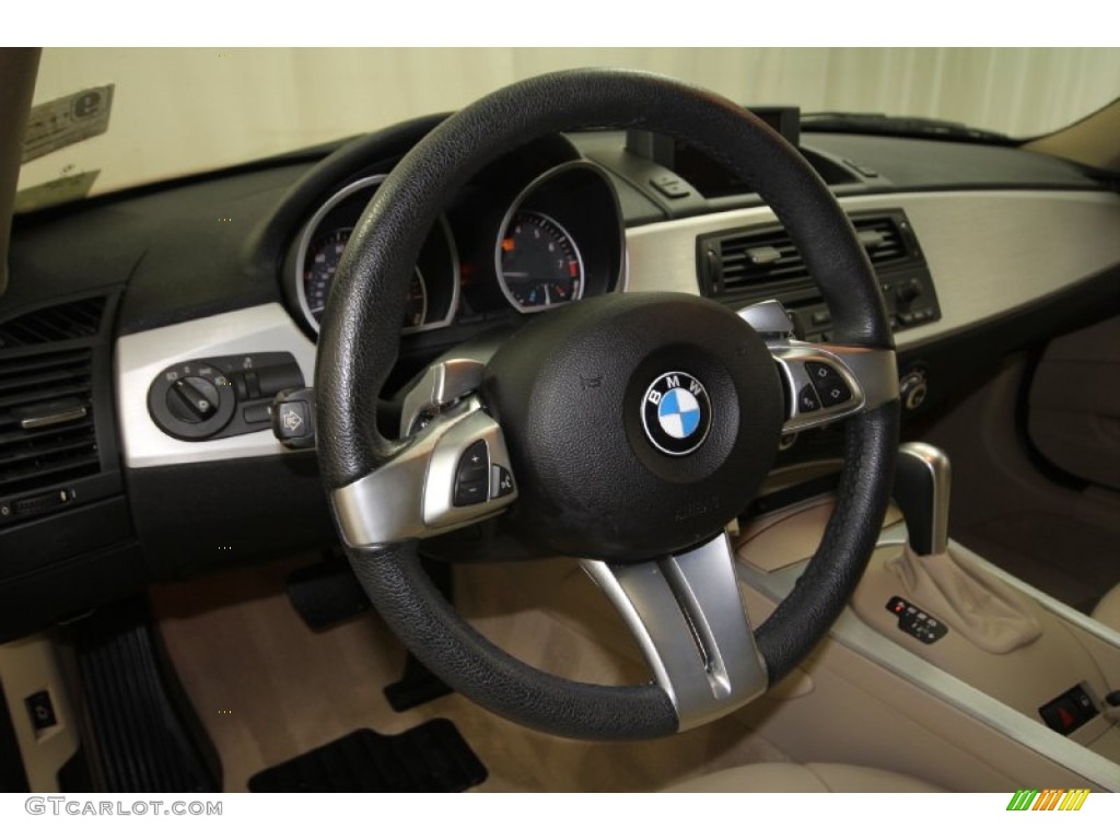 2008 BMW Z4 3.0si Coupe Beige Steering Wheel Photo #58780320