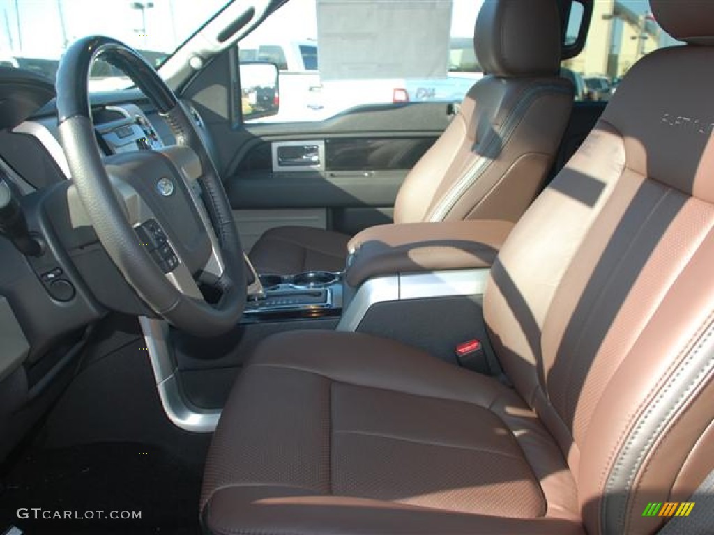 Platinum Sienna Brown/Black Leather Interior 2012 Ford F150 Platinum SuperCrew 4x4 Photo #58786338