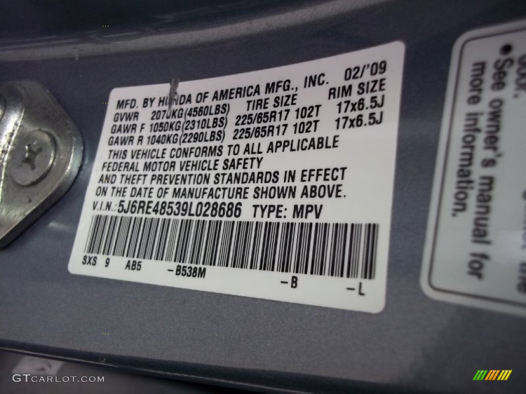 2009 CR-V EX 4WD - Glacier Blue Metallic / Gray photo #27