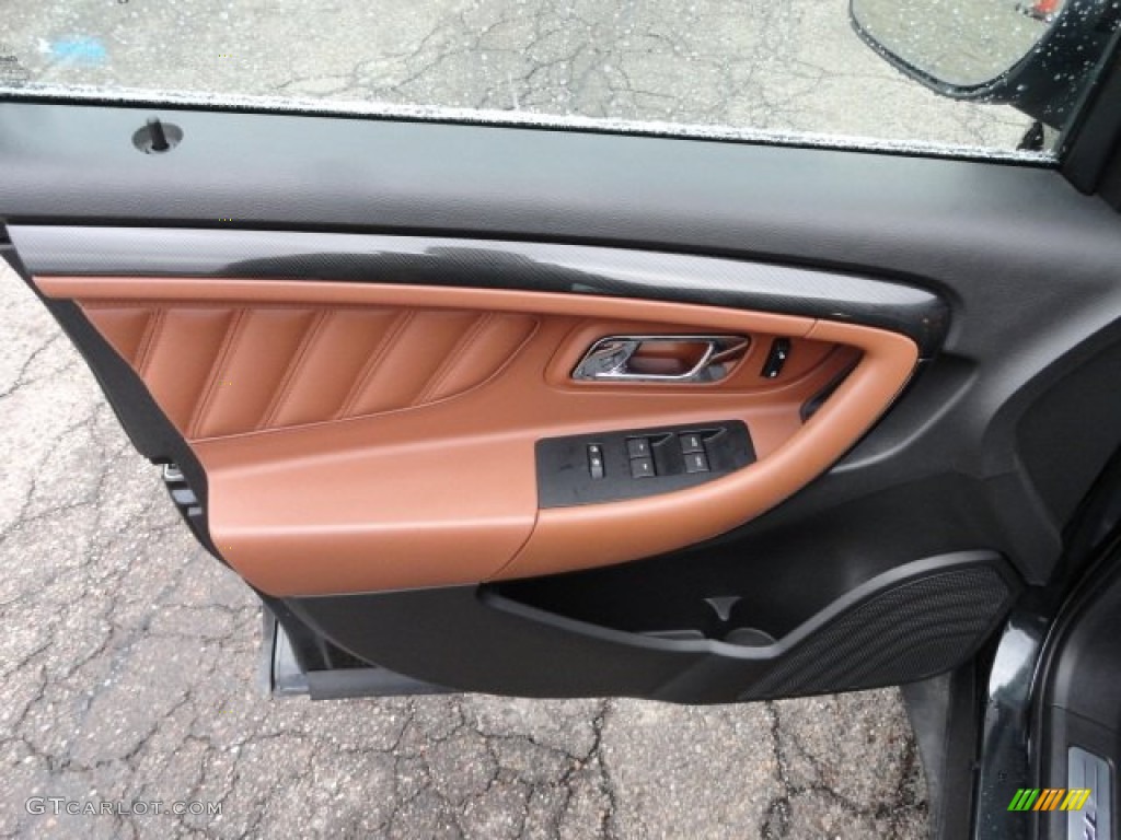 2010 Ford Taurus SHO AWD Charcoal Black/Umber Brown Door Panel Photo #58796150
