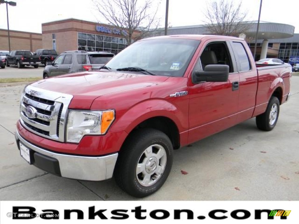 2009 F150 XLT SuperCab - Razor Red Metallic / Stone/Medium Stone photo #1