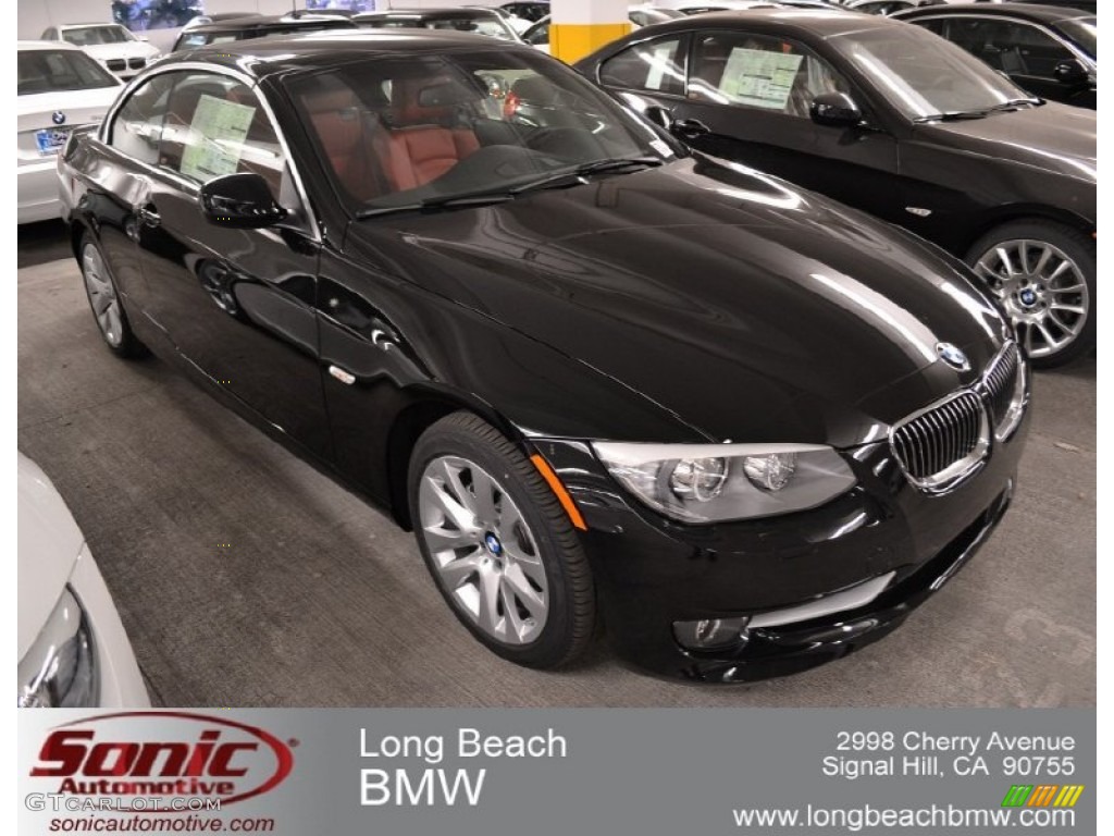 2012 3 Series 328i Convertible - Jet Black / Coral Red/Black photo #1