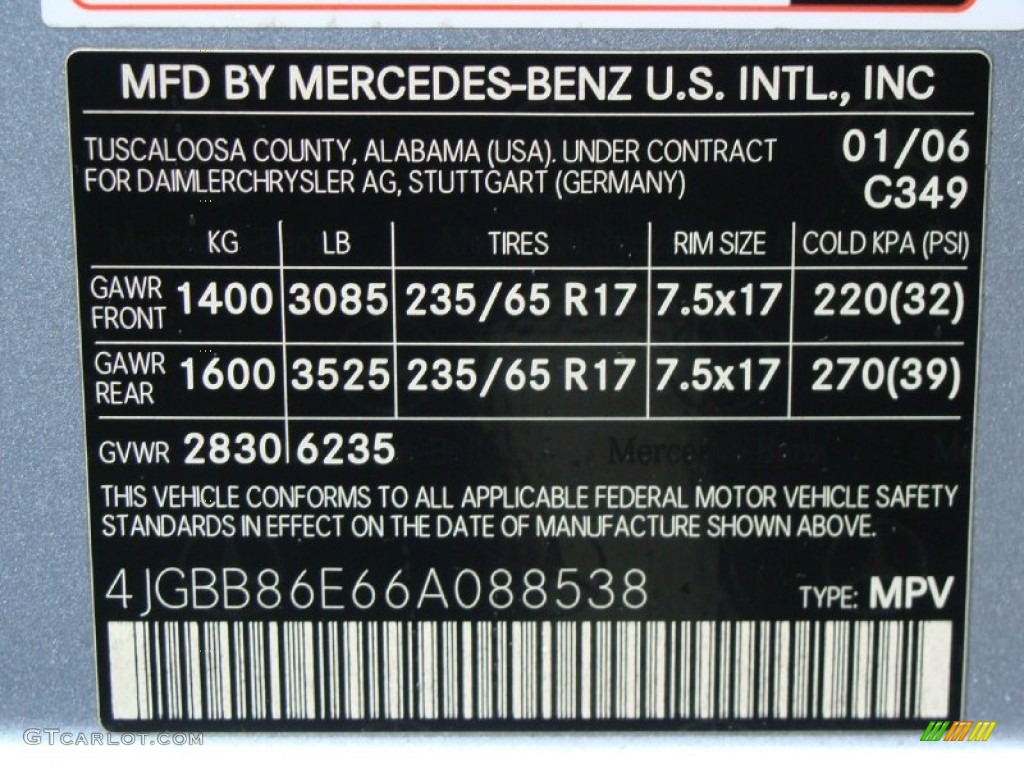 2006 ML Color Code C349 for Alpine Rain Metallic Photo #58808472