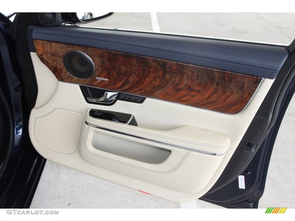 2011 Jaguar XJ XJL Supersport Parchment/Navy Blue Door Panel Photo #58811403