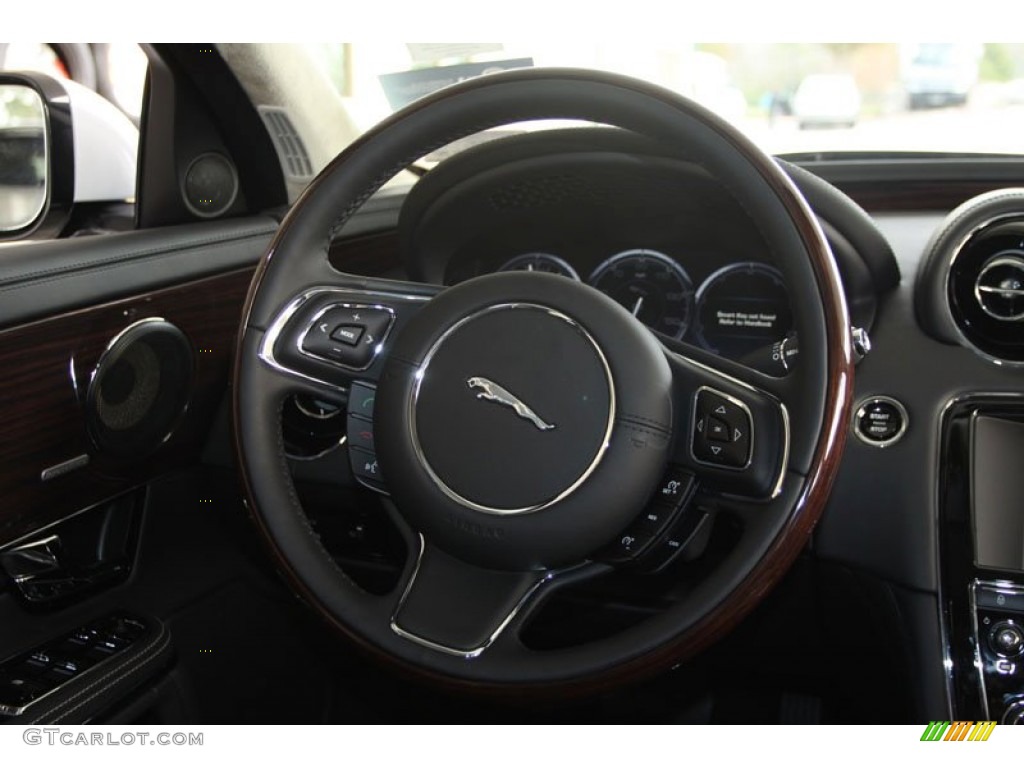 2012 Jaguar XJ XJL Supercharged Jet/Ivory Steering Wheel Photo #58811661