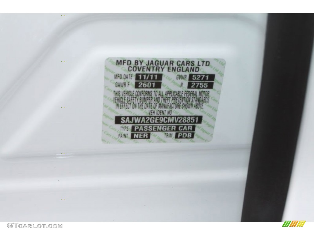 2012 XJ Color Code NER for Polaris White Photo #58811766