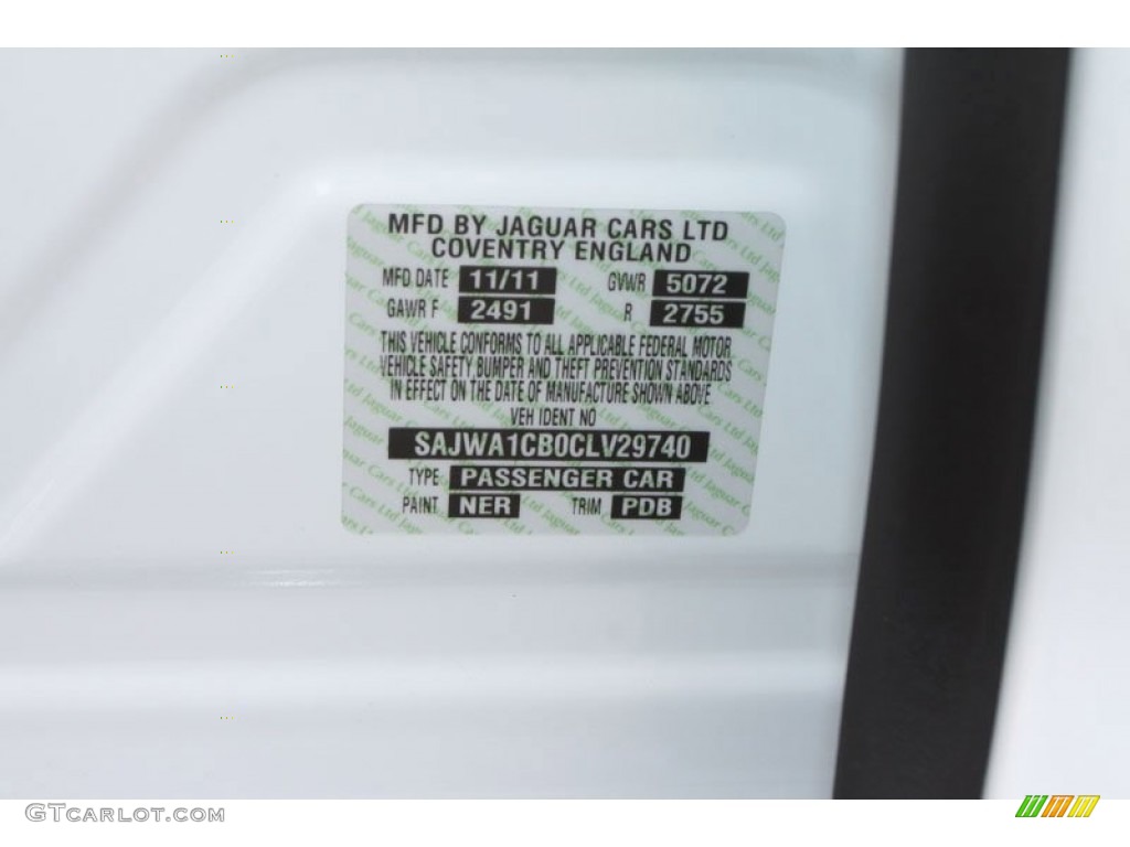 2012 XJ Color Code NER for Polaris White Photo #58812003