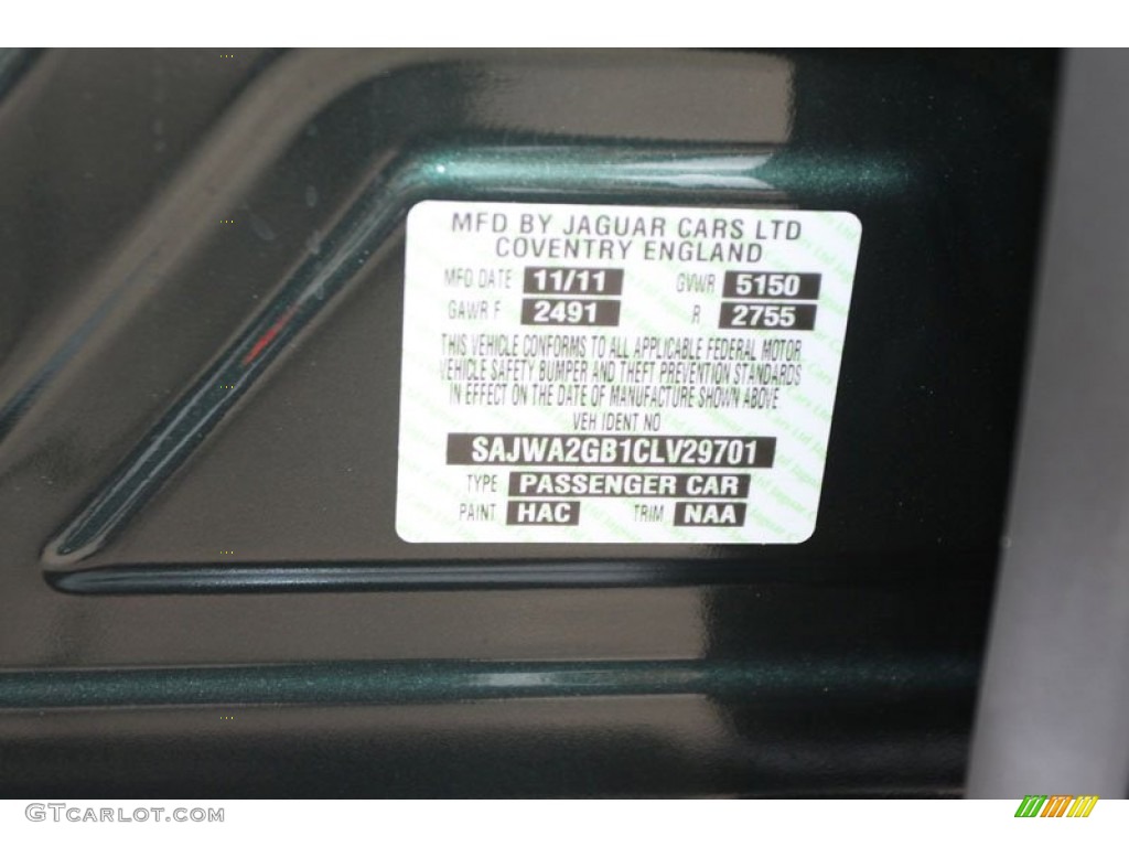 2012 XJ Color Code HAC for Taiga Green Metallic Photo #58812279