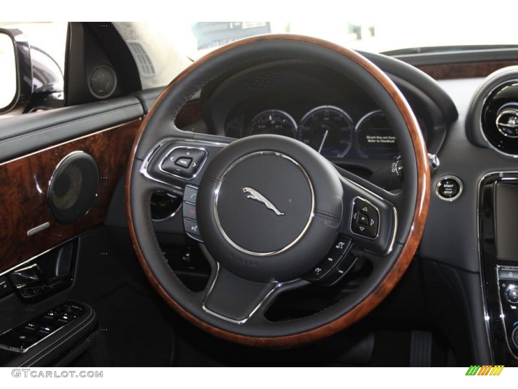2012 Jaguar XJ XJL Portfolio Jet/Ivory Steering Wheel Photo #58812423