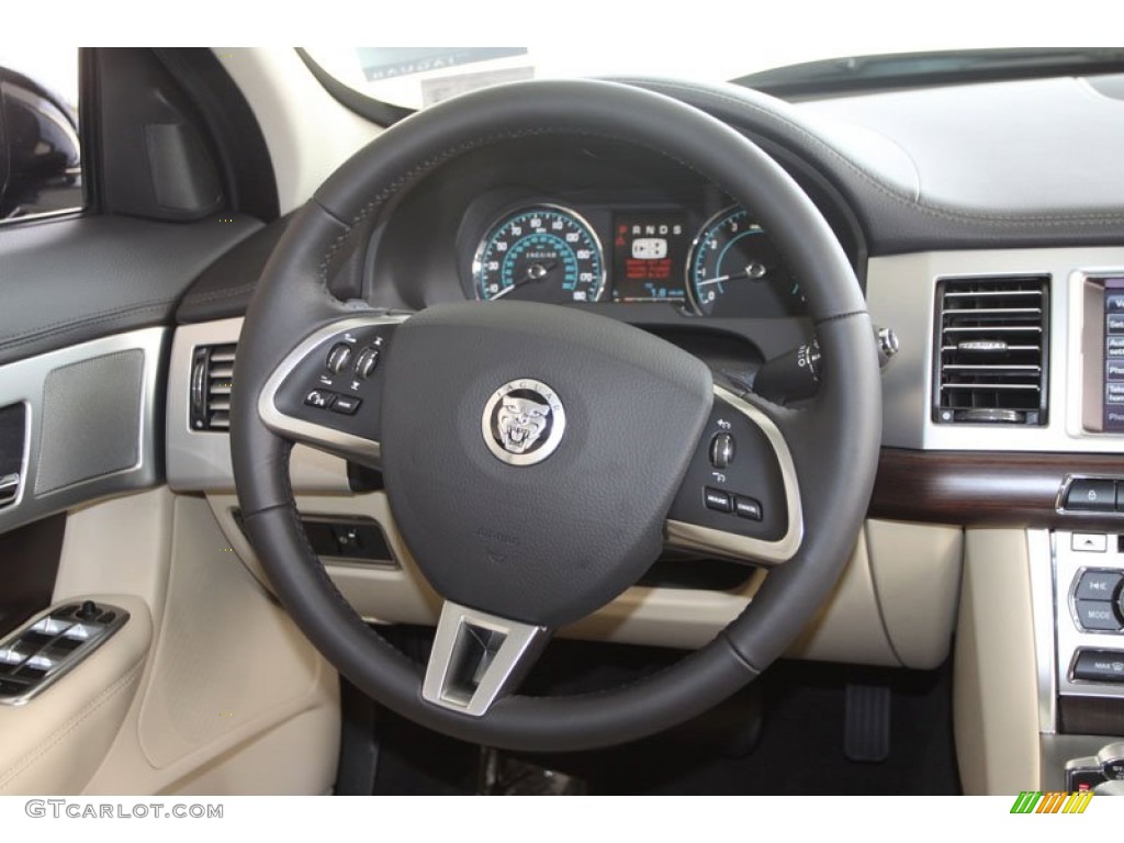 2012 Jaguar XF Standard XF Model Barley/Warm Charcoal Steering Wheel Photo #58812684