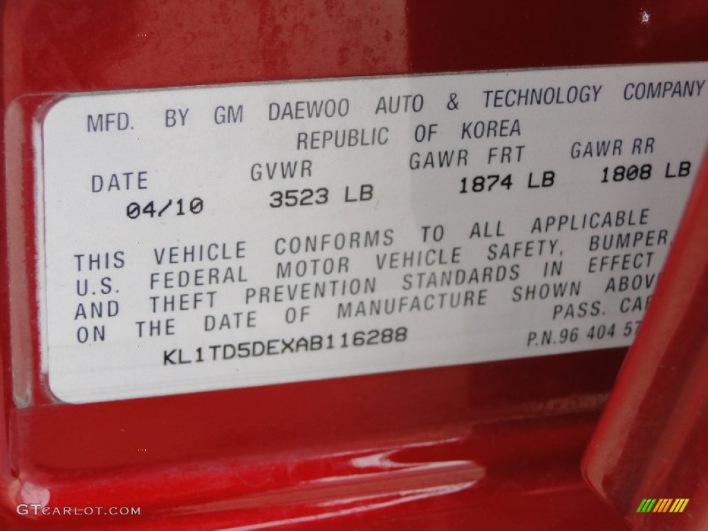 2010 Aveo LT Sedan - Sport Red / Charcoal photo #37