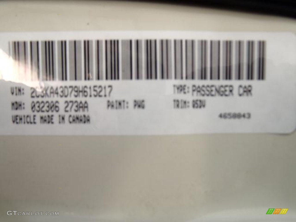 2009 300 Color Code PWG for Cool Vanilla White Photo #58815696