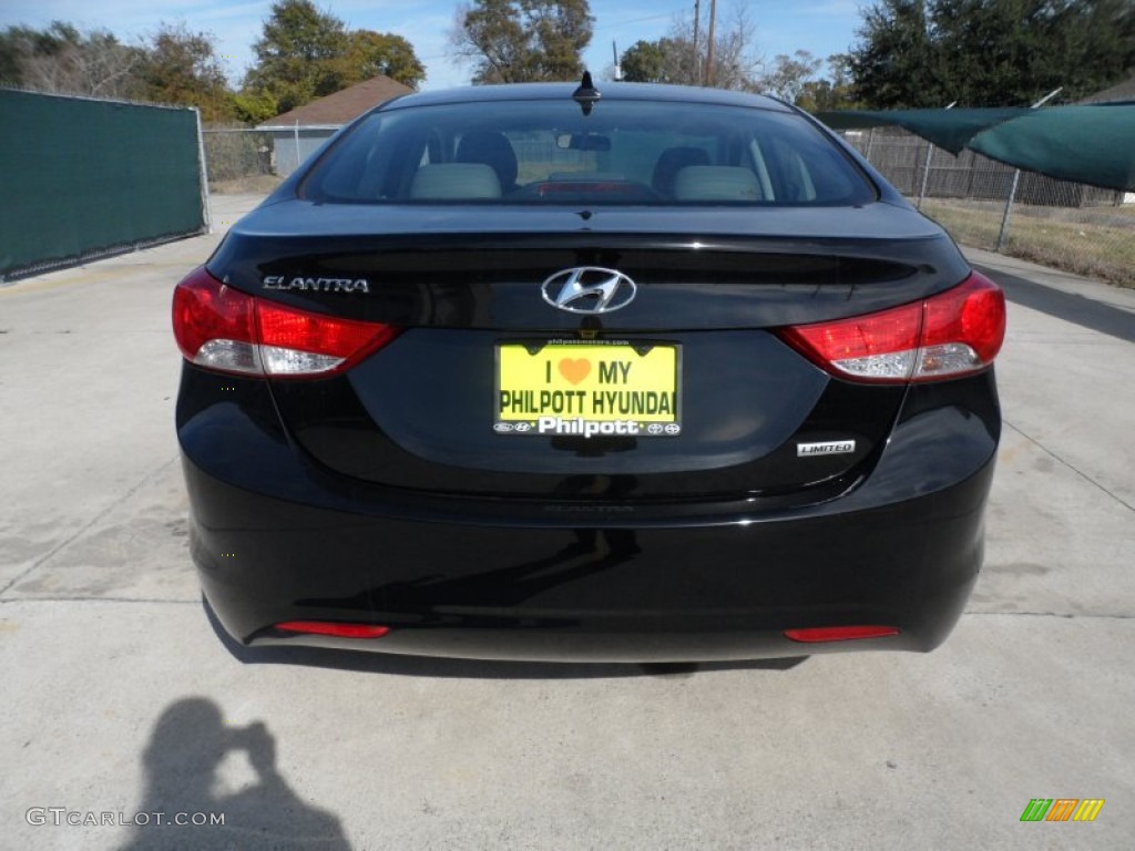 2012 Elantra Limited - Black Noir Pearl / Gray photo #4
