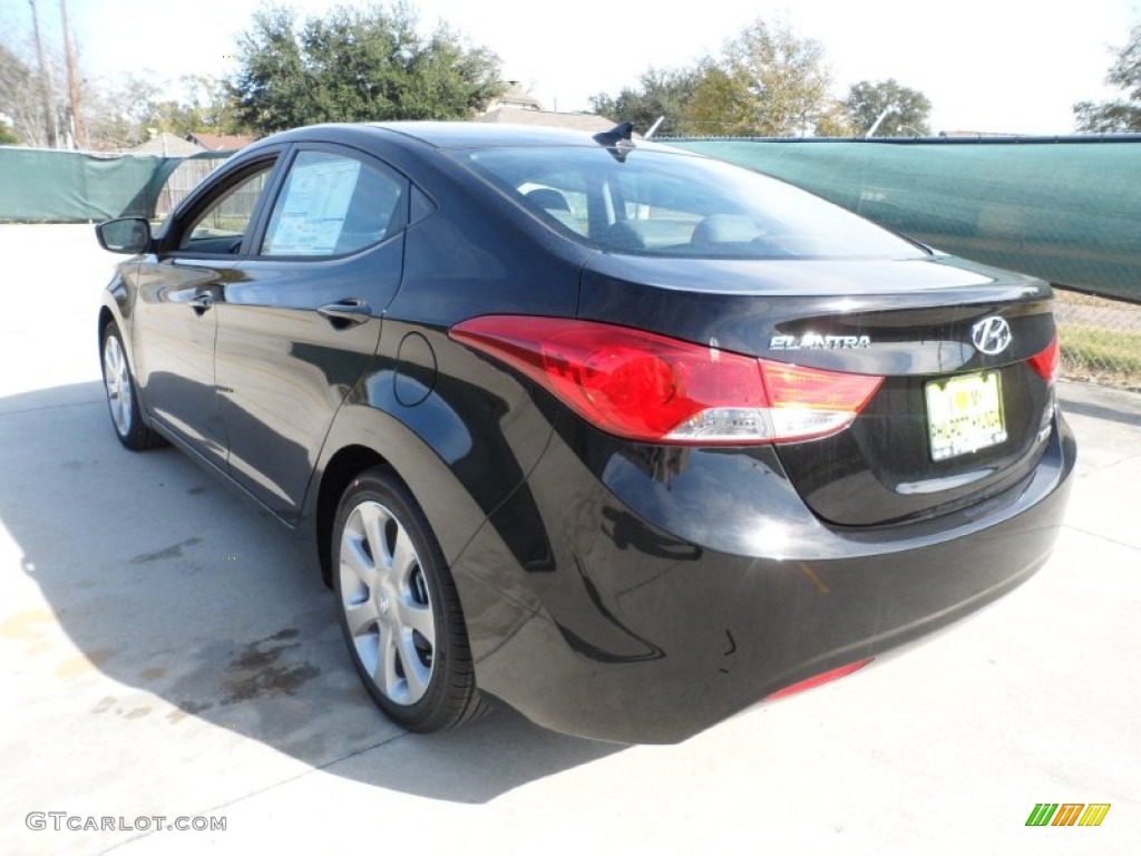 2012 Elantra Limited - Black Noir Pearl / Gray photo #5