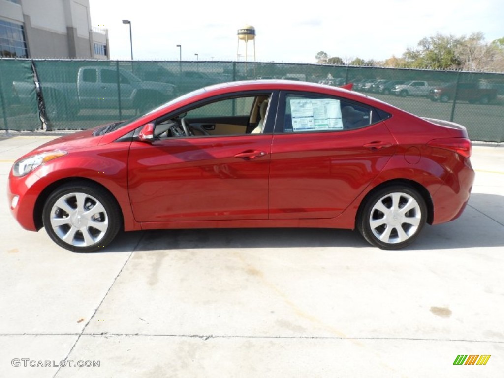 2012 Elantra Limited - Red Allure / Beige photo #6