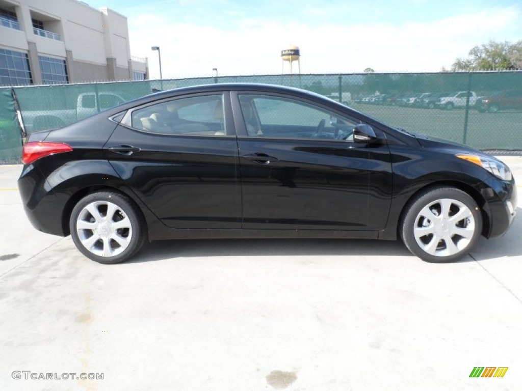 2012 Elantra Limited - Black Noir Pearl / Beige photo #2