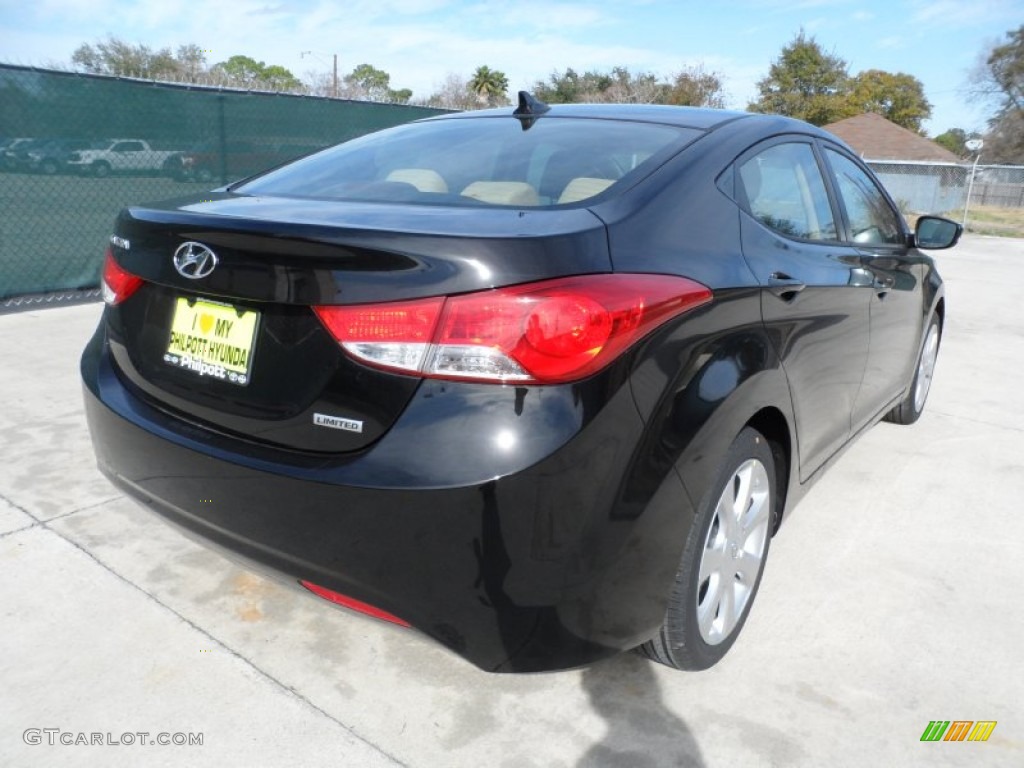 2012 Elantra Limited - Black Noir Pearl / Beige photo #3