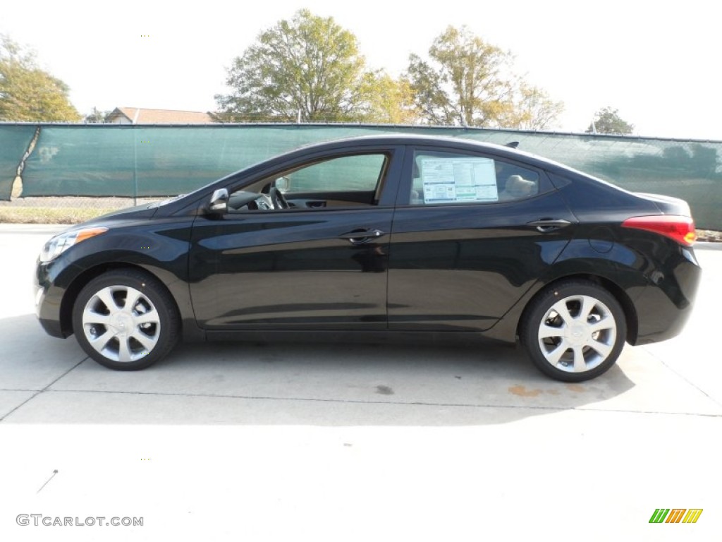 2012 Elantra Limited - Black Noir Pearl / Beige photo #6