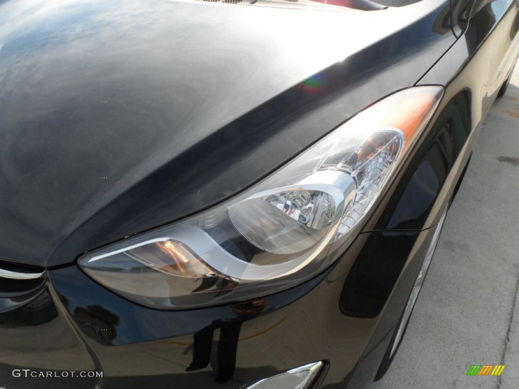 2012 Elantra Limited - Black Noir Pearl / Beige photo #9