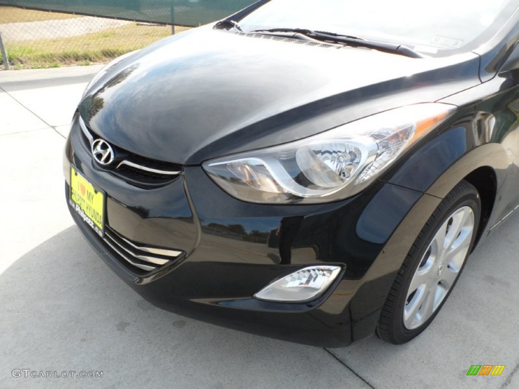 2012 Elantra Limited - Black Noir Pearl / Beige photo #10