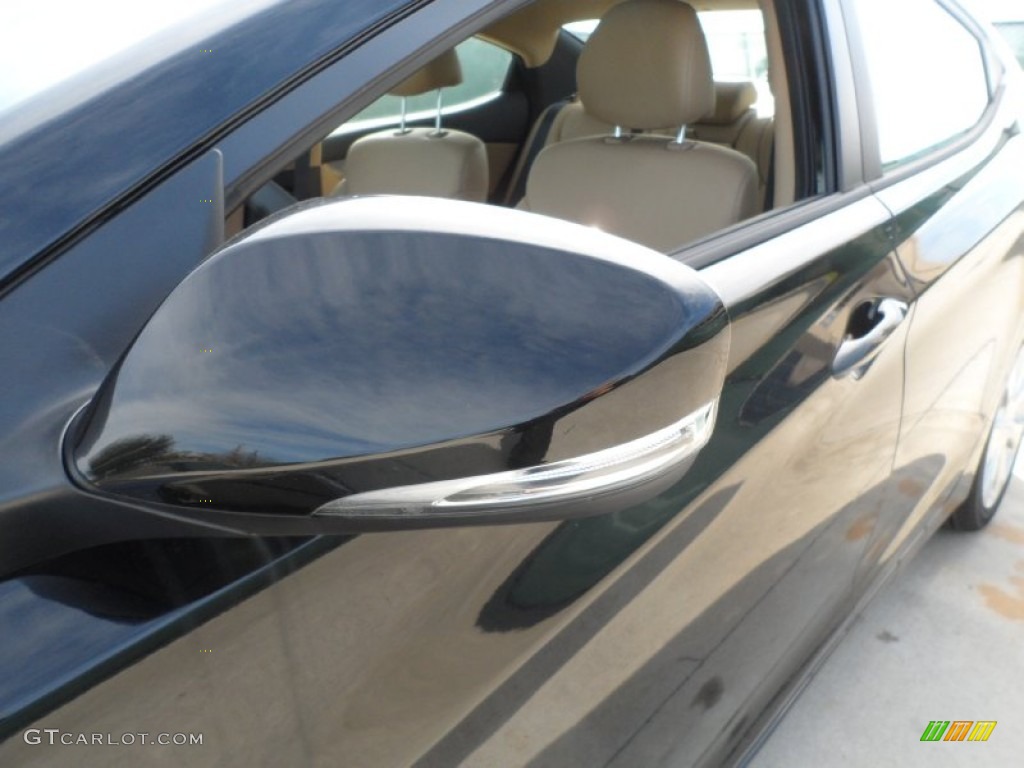 2012 Elantra Limited - Black Noir Pearl / Beige photo #12