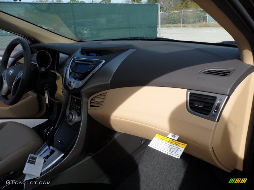 2012 Elantra Limited - Black Noir Pearl / Beige photo #19