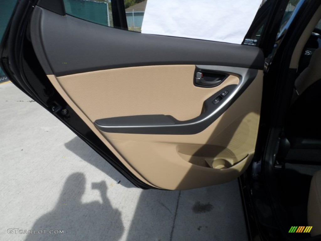 2012 Elantra Limited - Black Noir Pearl / Beige photo #20
