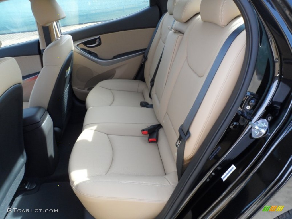 2012 Elantra Limited - Black Noir Pearl / Beige photo #21