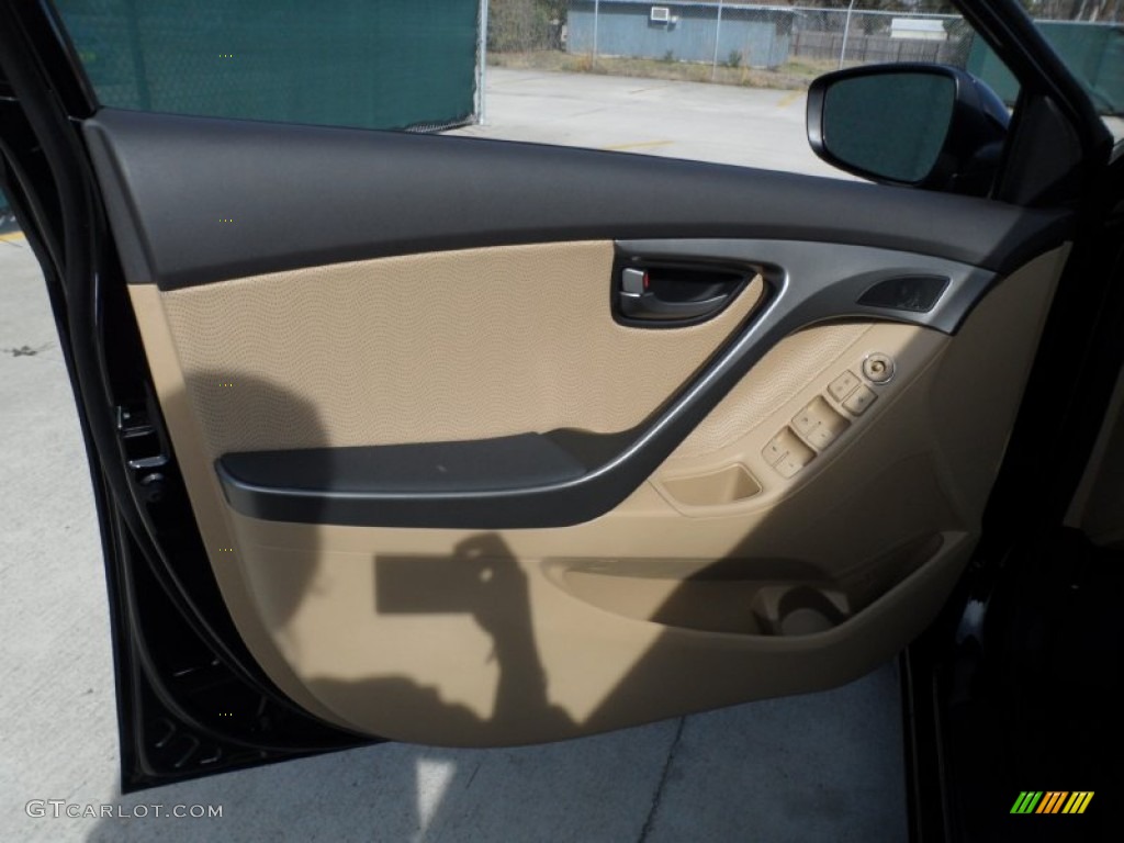 2012 Elantra Limited - Black Noir Pearl / Beige photo #22