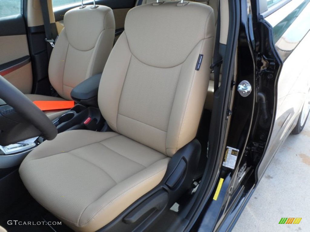 2012 Elantra Limited - Black Noir Pearl / Beige photo #24