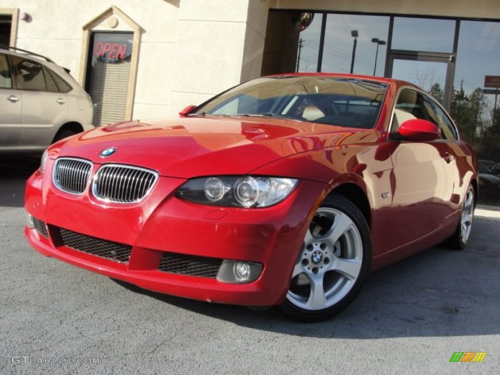 2007 3 Series 328i Coupe - Crimson Red / Saddle Brown/Black photo #1