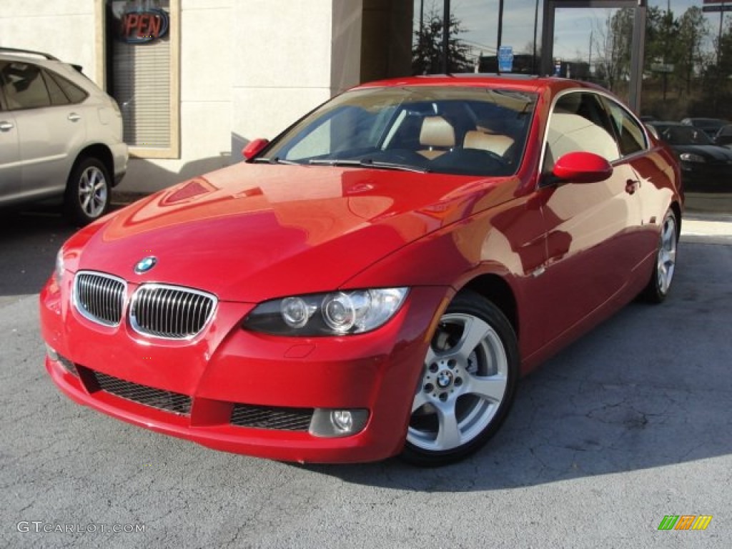 2007 3 Series 328i Coupe - Crimson Red / Saddle Brown/Black photo #2