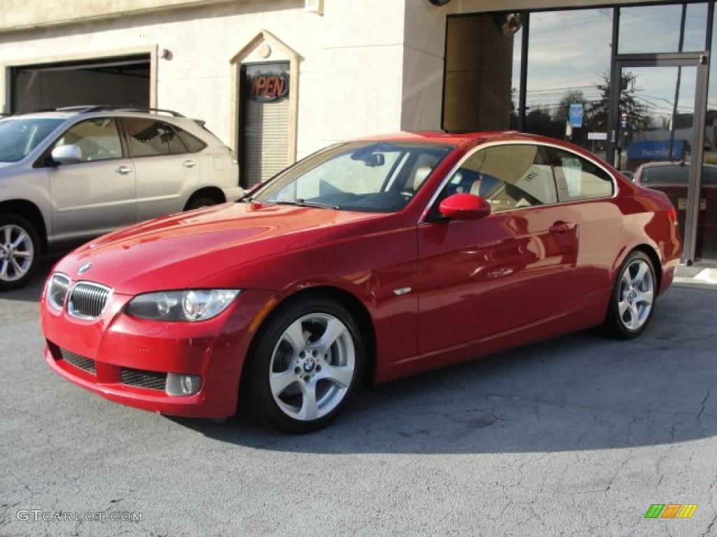2007 3 Series 328i Coupe - Crimson Red / Saddle Brown/Black photo #3