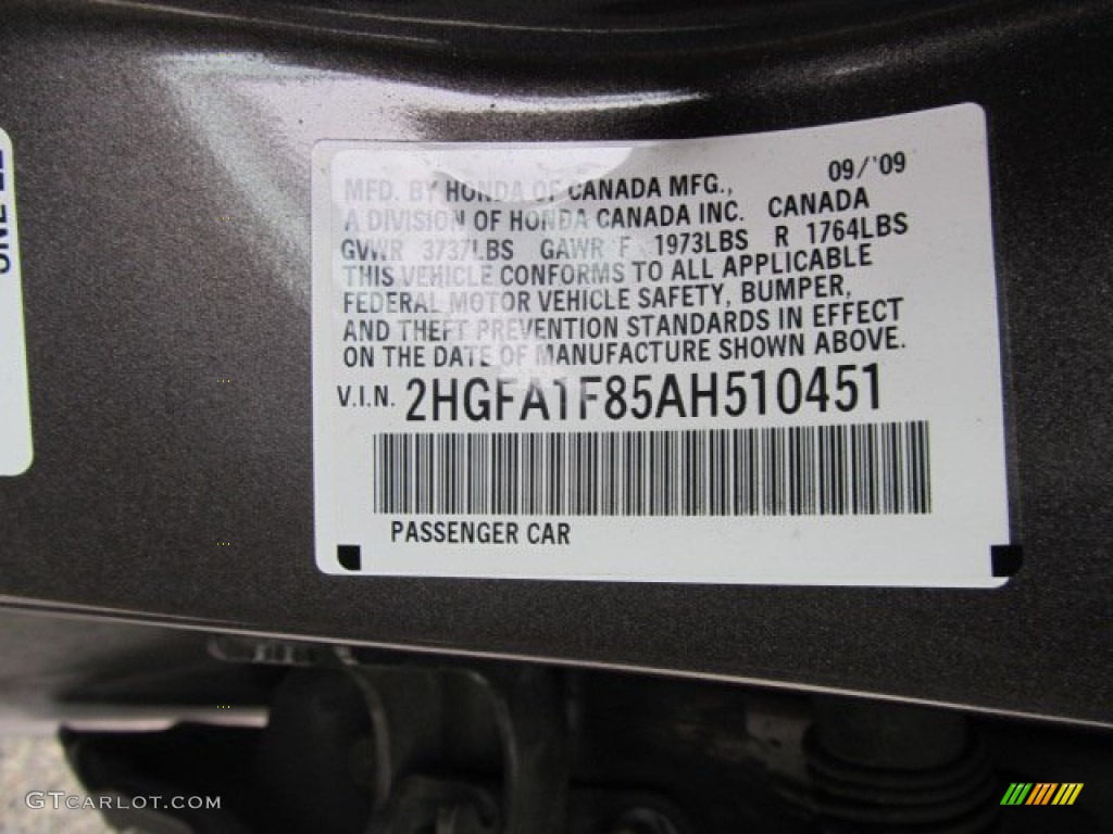 2010 Civic EX Sedan - Urban Titanium Metallic / Beige photo #19