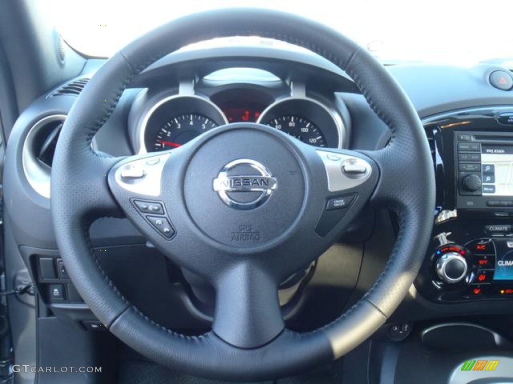 2012 Nissan Juke SV Black/Silver Trim Steering Wheel Photo #58836914