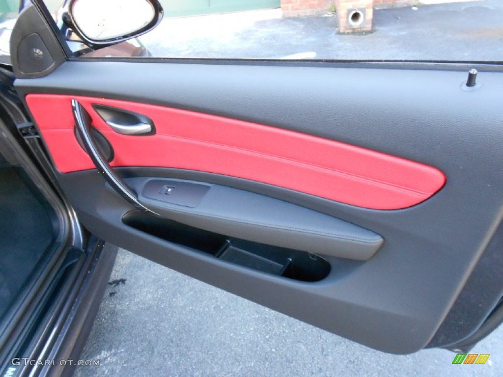 2008 BMW 1 Series 135i Coupe Coral Red Door Panel Photo #58838585