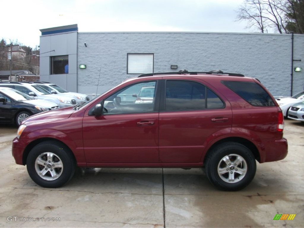 2003 Sorento LX 4WD - Ruby Red Metallic / Gray photo #2