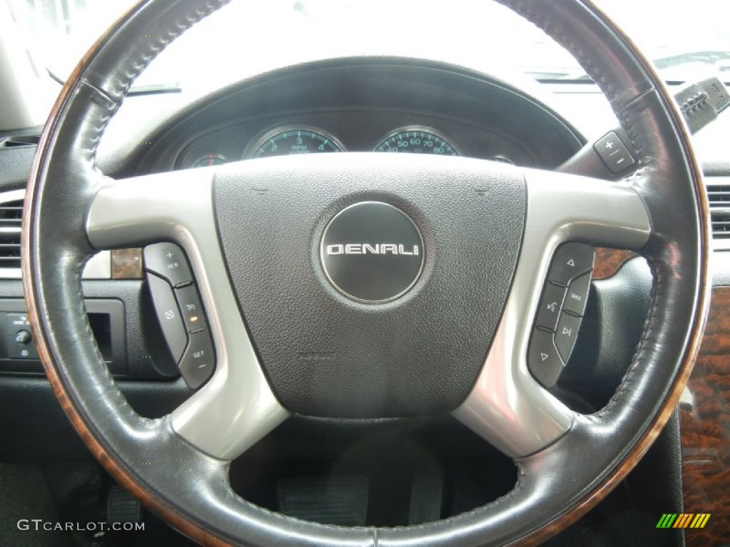 2008 GMC Sierra 1500 Denali Crew Cab Ebony Steering Wheel Photo #58840058