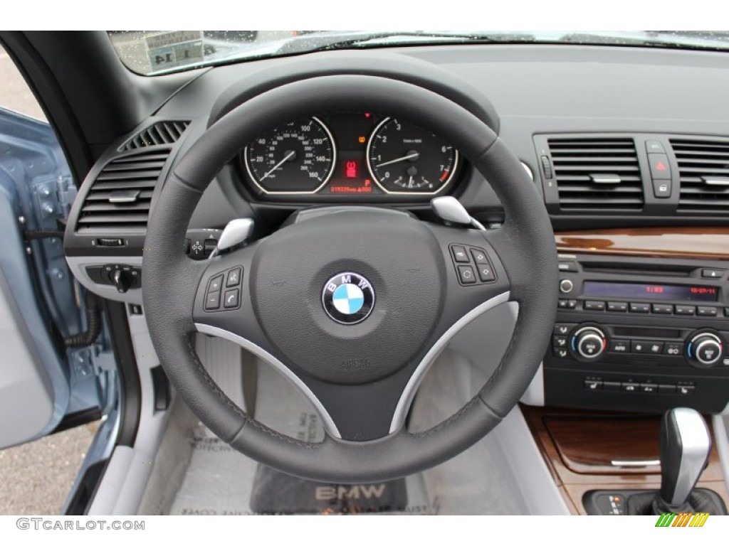 2009 BMW 1 Series 128i Convertible Taupe Steering Wheel Photo #58844312